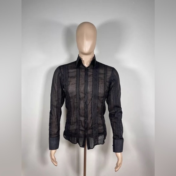 J. Lindeberg Button Up Shirt Black Long Sleeve Men’s Size M - Picture 1 of 7